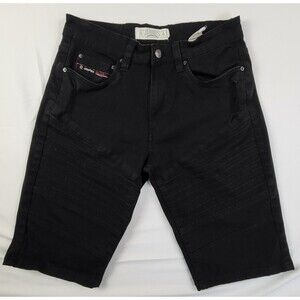 Akademiks Jean Shorts Men’s Size 30 Jeanius Black Denim Distressed Jorts